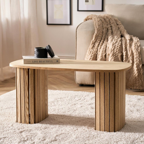 Coffee table wooden ribbed - wooden,