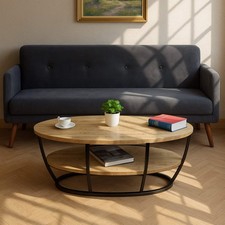 Oval Double Shelf Coffee Table