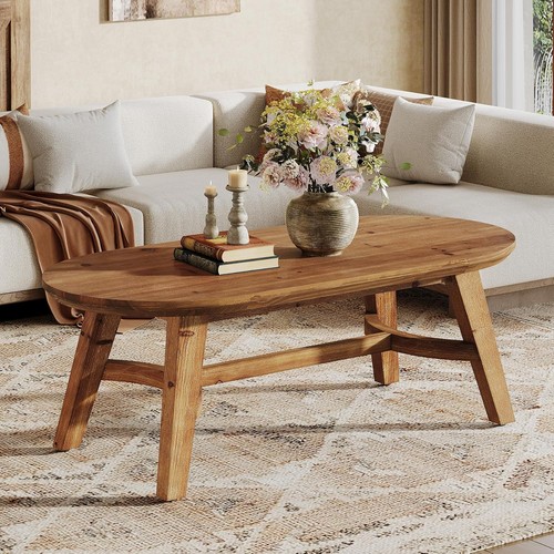 120cm solid wood oval - wood, coffee