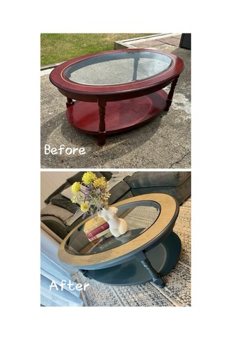 Upcycled oval coffee table - upcycled,