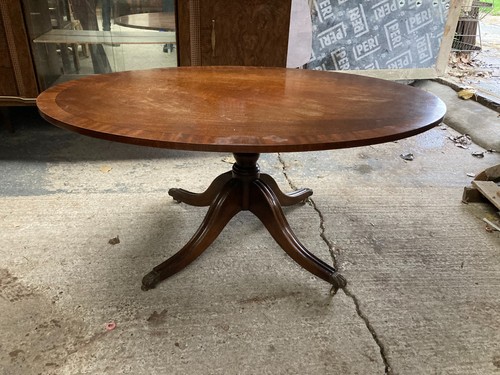 Oval pedestal coffee table - pedestal,